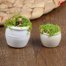 1/2Pcs Dollhouse Furniture 1:12 Accessories Mini Green Plant Bonsai Flower Pots