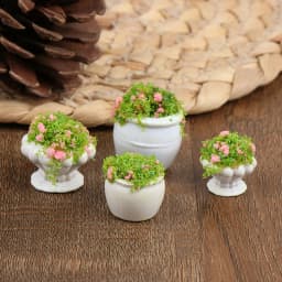 1/2Pcs Dollhouse Furniture 1:12 Accessories Mini Green Plant Bonsai Flower Pots