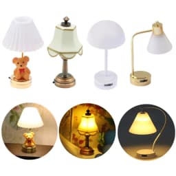 1:12 Scale Dollhouse Mini Table Lamp Modern Furniture Model Miniature Bedside Reading Lamp Toys Doll House Room Light Decor