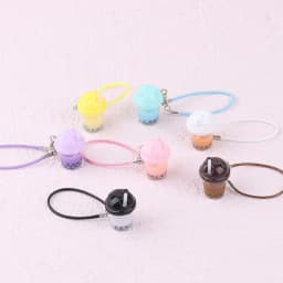 Cute Bubble Tea Handbag Charm Resin Mini Size Milk Tea Pendant Simulation Model Colorful Car Key Chain for Kids Gifts