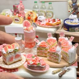 Handmade Premium Mini Food Set - Sandwich/Cake/Rainbow Cake/Hot Dog | Artisan Dollhouse Decor | Customizable Baking Miniatures