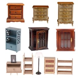 Miniature Chestnut Bedside Table Chest Of Drawers Storage Cabinet 1:12 Dollhouse DIY Accessories Furniture Model Toy