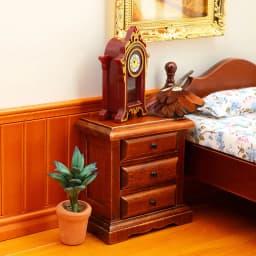 Miniature Chestnut Bedside Table Chest Of Drawers Storage Cabinet 1:12 Dollhouse DIY Accessories Furniture Model Toy