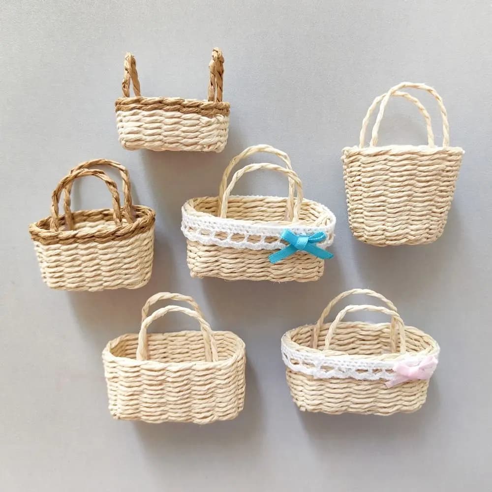 Mini Miniature Dollhouse Basket Handmade Fashion Hand Woven Basket DIY Children's Day Decoration For BJD Dolls/for Ob11 Dolls