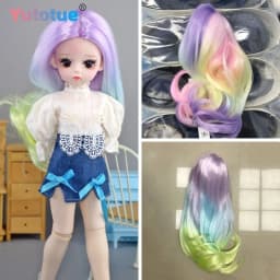 Yutotue Dolls Wavy Hair Wig Colorful Wigs for 1/3 1/4 1/6 BJD Doll Fashion Doll DIY Change Toy Parts