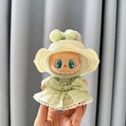 Luxury Plush Wedding Dress Dolls Clothes for Labubu I II Korea Style Fluffy Romantic Wedding Dress Flower Hat Suit for Ladbubu