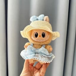 Luxury Plush Wedding Dress Dolls Clothes for Labubu I II Korea Style Fluffy Romantic Wedding Dress Flower Hat Suit for Ladbubu