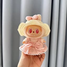 Luxury Plush Wedding Dress Dolls Clothes for Labubu I II Korea Style Fluffy Romantic Wedding Dress Flower Hat Suit for Ladbubu