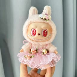 Luxury Plush Wedding Dress Dolls Clothes for Labubu I II Korea Style Fluffy Romantic Wedding Dress Flower Hat Suit for Ladbubu