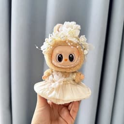 Luxury Plush Wedding Dress Dolls Clothes for Labubu I II Korea Style Fluffy Romantic Wedding Dress Flower Hat Suit for Ladbubu