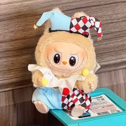17cm Mini Doll'S Clothes Outfit Accessories for Labubu V1 V2 Striped Overalls Cool Handsome Clothing Gift