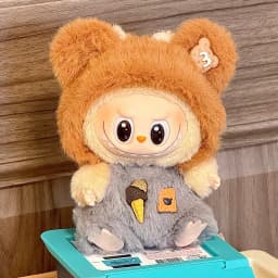 17cm Mini Doll'S Clothes Outfit Accessories for Labubu V1 V2 Striped Overalls Cool Handsome Clothing Gift
