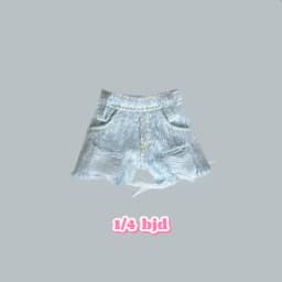 1/4 BJD Doll Clothes Baby Clothes Hollow-knit Blouse Broken Hole Smock Denim Washed Broken Hole Jean Shorts Vintage Jeans