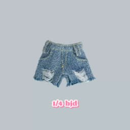 1/4 BJD Doll Clothes Baby Clothes Hollow-knit Blouse Broken Hole Smock Denim Washed Broken Hole Jean Shorts Vintage Jeans