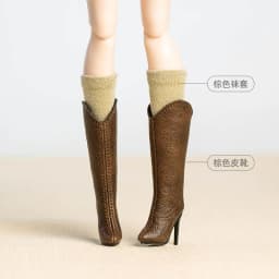 Doll Shoes Parts 1/6 Supermodel Doll Senior Sense Winter Retro Suede Knee-High Boots Fashion Leather Boots For Babi FR Xianxian