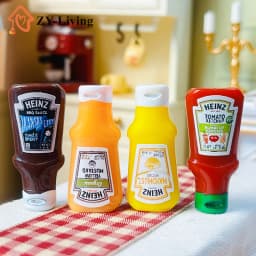 4Pcs Dollhouse Miniature Strawberry Sauce Jam Jar Kitchen Food Accessories 1:12 Dolls House Decoration