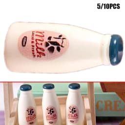 5/10PCS Miniature Food Model Toy Milk Bottle Drinks Dollhouse Accessories Kids Toy Dollhouse Kitchen Ornaments Photography Props