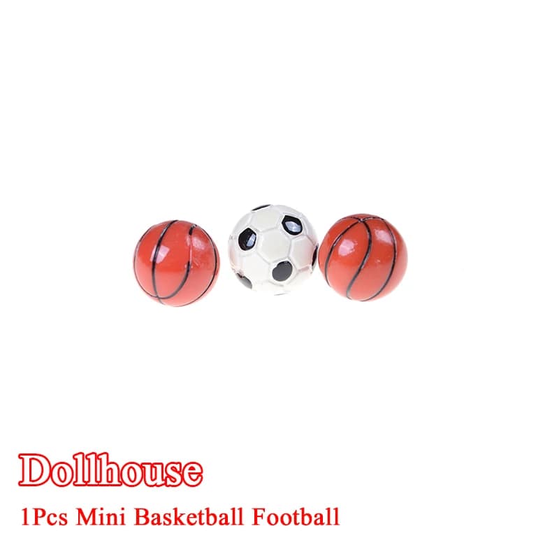 1Pcs 1:6/1:12 Dollhouse Miniature Sports Balls Soccer Football and Basketball Decor