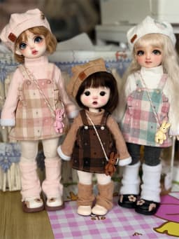 BJD doll clothes suitable for 1/4 1/5 1/6 size suspender skirt clothes set doll accessories (6 points)