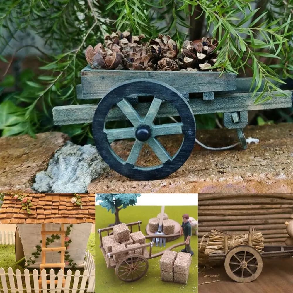 New 1:12 Scale Dollhouse Firewood Pile Multistyles Mini Cart Scene Model Micro Landscape Fairy Garden Decor