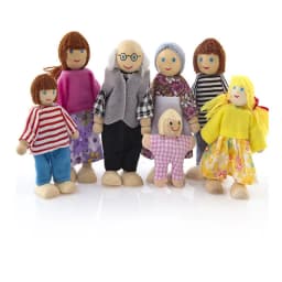 1/12 Dollhouse Wooden Family Doll Miniature Furniture Toy Kids Children Pretend Play Toy Boys Girls Gifts