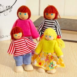 1/12 Dollhouse Wooden Family Doll Miniature Furniture Toy Kids Children Pretend Play Toy Boys Girls Gifts