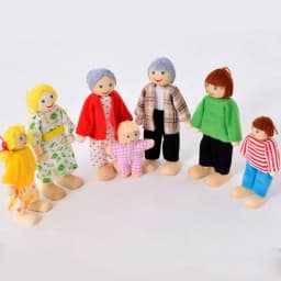 1/12 Dollhouse Wooden Family Doll Miniature Furniture Toy Kids Children Pretend Play Toy Boys Girls Gifts