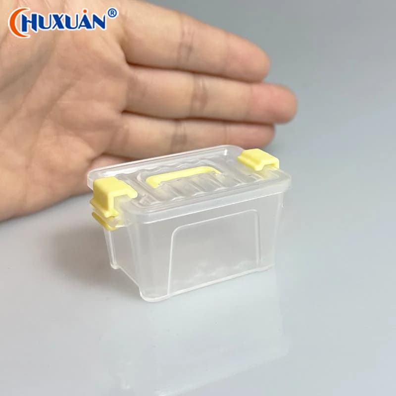 [Q]5Pcs Portable Organizer Case Dollhouse Transparent Plastic Storage Box Household Lightweight Storage Boxes