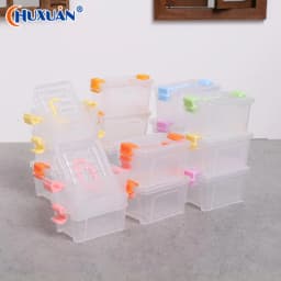 [Q]5Pcs Portable Organizer Case Dollhouse Transparent Plastic Storage Box Household Lightweight Storage Boxes