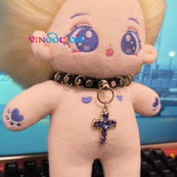 20cm Cotton Doll Accessories Choker Devil Eyes Necklace Leather Belt Waistband with Weapons Punk Style Cotton Doll Accessories