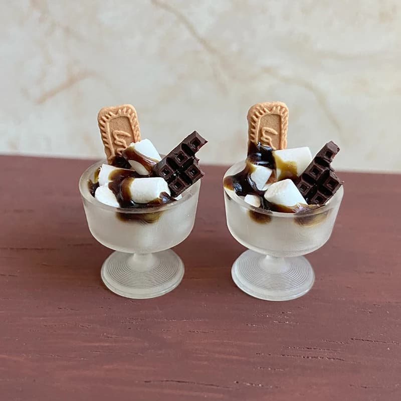 1/12 Scale Mini Ice Cream Miniature Dollhouse Food Drink Milk Tea Dessert Model Pretend Play Kitchen For BJD Toy Accessories