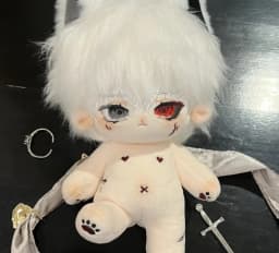 20cm Anime Attribute Kaneki Ken Handsome White Hair Cosplay Plush Doll Cotton Body Dress Up Clothes Outfit Stuffed Toys