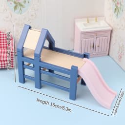 1/12 Dollhouse Baby Bedroom Furniture Accessories Slide/Trojan Horse/Table/ Dining Chair/Bed For Kids Pretend Play Toy