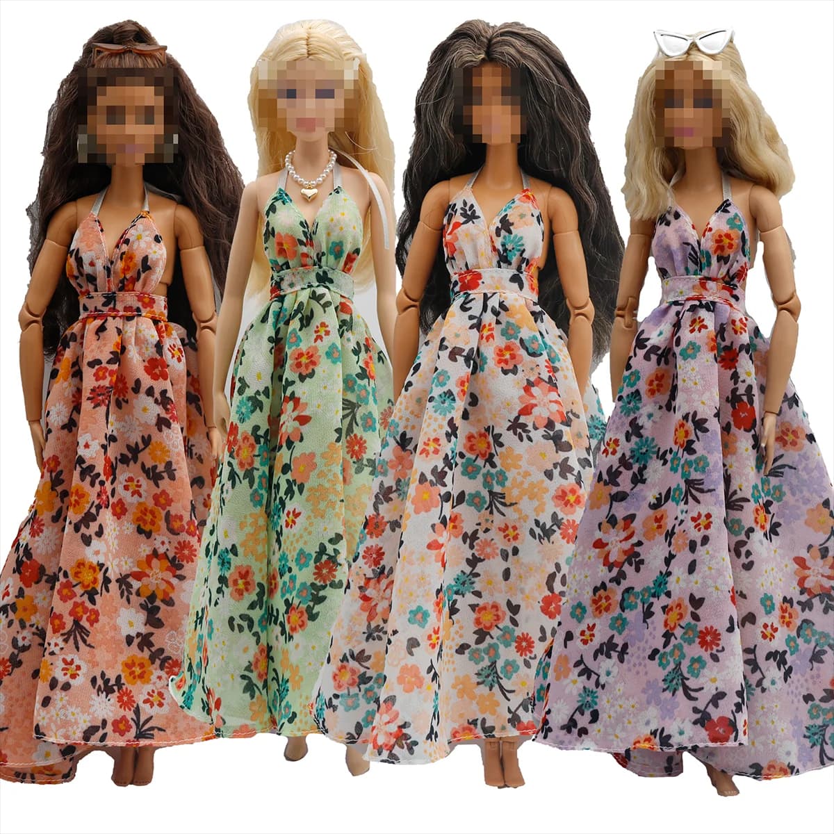 New 30cm 1/6 Sling backless floral Chiffon maxi irregular hem dress Accessories Clothes for B.Doll 11.5" Fashion Doll