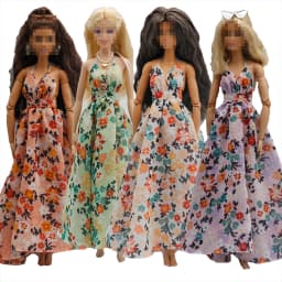 New 30cm 1/6 Sling backless floral Chiffon maxi irregular hem dress Accessories Clothes for B.Doll 11.5" Fashion Doll
