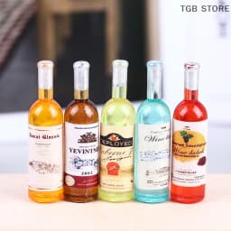 5PCS 1:12 Dollhouse Miniture Simulation Wine Bottle Kitchen Living Room Decoration Accessories