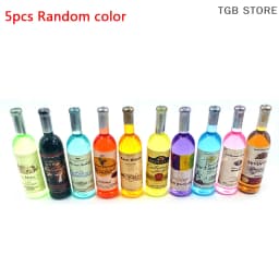 5PCS 1:12 Dollhouse Miniture Simulation Wine Bottle Kitchen Living Room Decoration Accessories