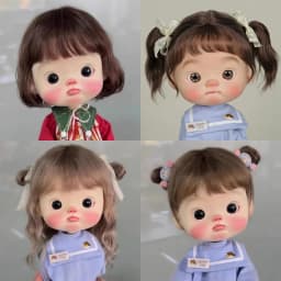 Blyth doll wig soft wavy curving air bangs Long hair Short hair High Ponytail for Big Size Head Doll DianDian Wig 9-10 inch