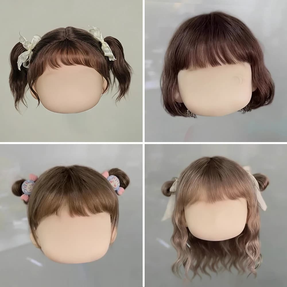 Blyth doll wig soft wavy curving air bangs Long hair Short hair High Ponytail for Big Size Head Doll DianDian Wig 9-10 inch