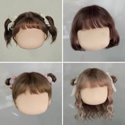 Blyth doll wig soft wavy curving air bangs Long hair Short hair High Ponytail for Big Size Head Doll DianDian Wig 9-10 inch