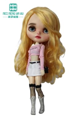 Clothes for Doll Fashion T-Shirts, Mini Shorts, Small Suspenders Fits Blyth Azone OB22 OB24 Doll Accessories