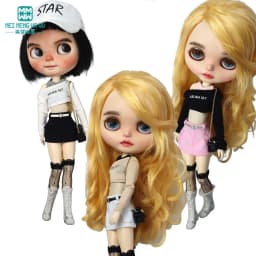 Clothes for Doll Fashion T-Shirts, Mini Shorts, Small Suspenders Fits Blyth Azone OB22 OB24 Doll Accessories