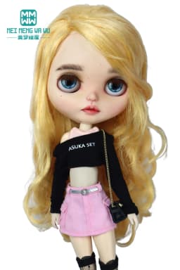Clothes for Doll Fashion T-Shirts, Mini Shorts, Small Suspenders Fits Blyth Azone OB22 OB24 Doll Accessories