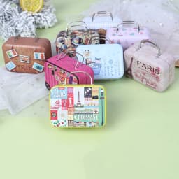 Fashion Metal Mini Suitcase for Dolls Miniature Toys Trunk Dollhouse Decoration