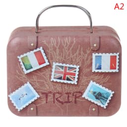 Fashion Metal Mini Suitcase for Dolls Miniature Toys Trunk Dollhouse Decoration