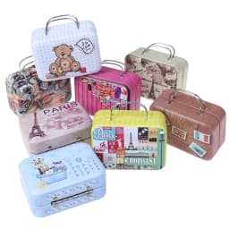 Fashion Metal Mini Suitcase for Dolls Miniature Toys Trunk Dollhouse Decoration