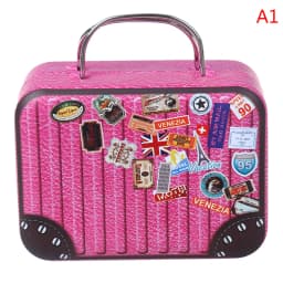 Fashion Metal Mini Suitcase for Dolls Miniature Toys Trunk Dollhouse Decoration