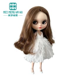 Clothes for Doll Fashion Feather Skirt Pink, White, Black Fits Blyth Azone OB22 OB24 Doll Accessories