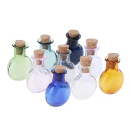 2Pcs 1:12 Dollhouse Miniature Glass Color Bottles Cork Bottles Tiny Jar Wishing Bottle Model For Dollhouse Decoration
