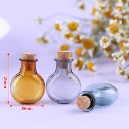 2Pcs 1:12 Dollhouse Miniature Glass Color Bottles Cork Bottles Tiny Jar Wishing Bottle Model For Dollhouse Decoration